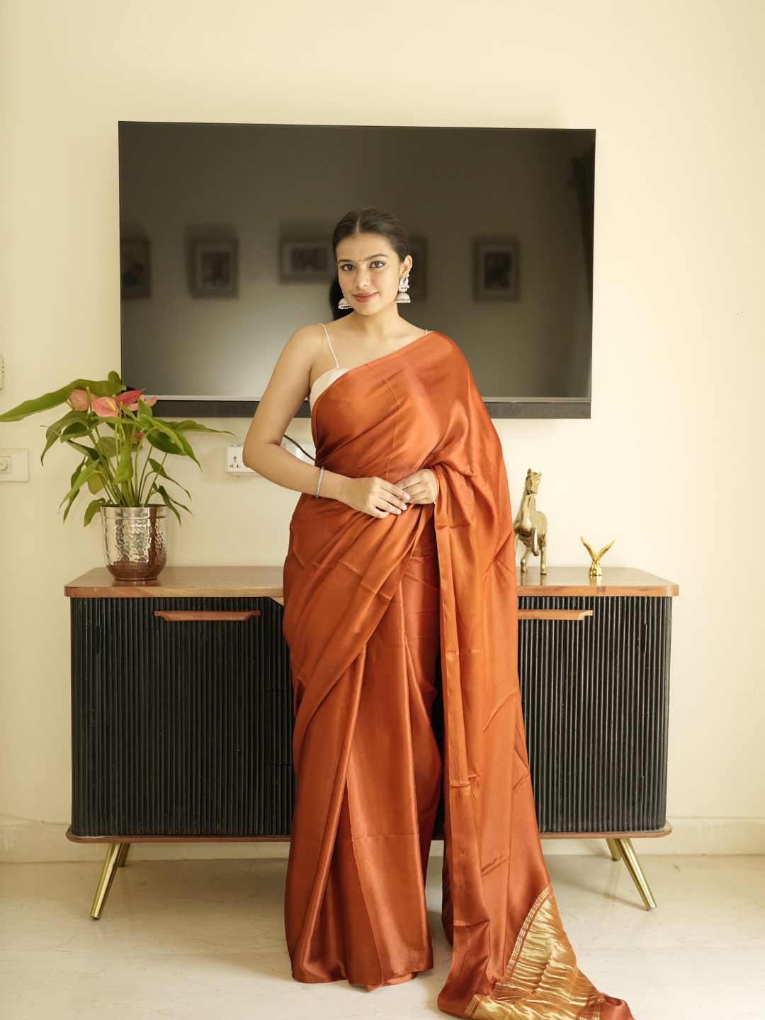 Brown Modal Silk Saree