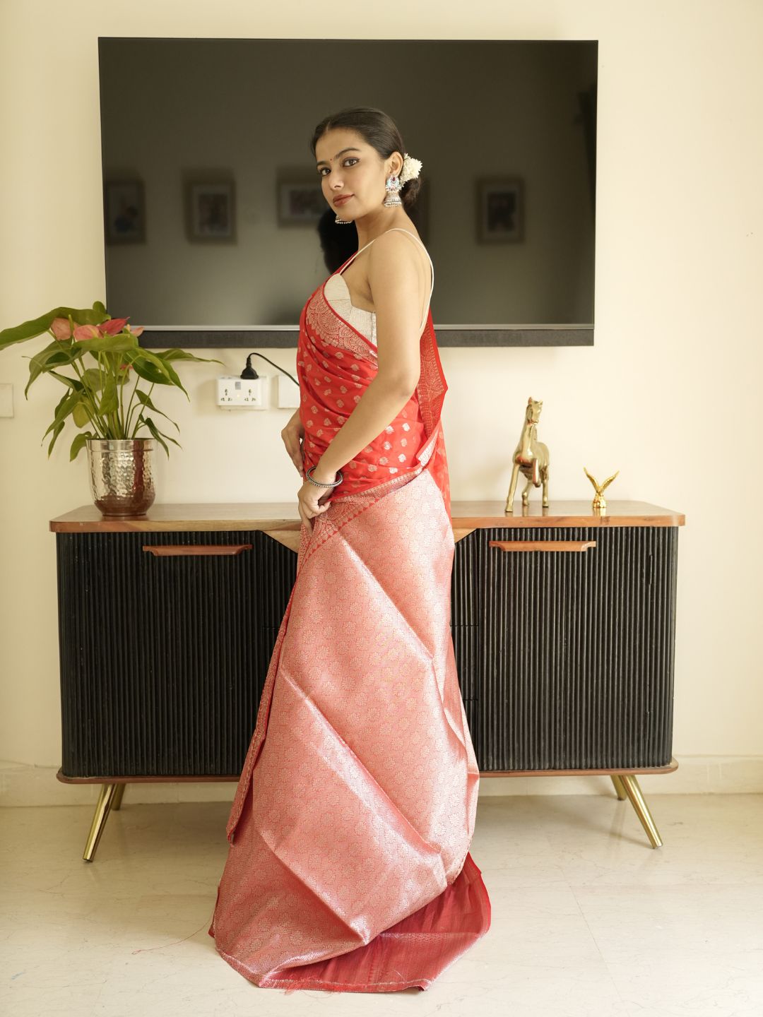 Red-Gold Banarasi Silk Saree