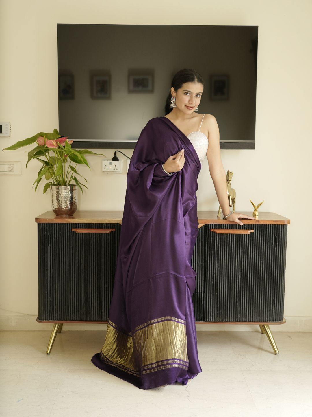 Purple Modal Silk Saree
