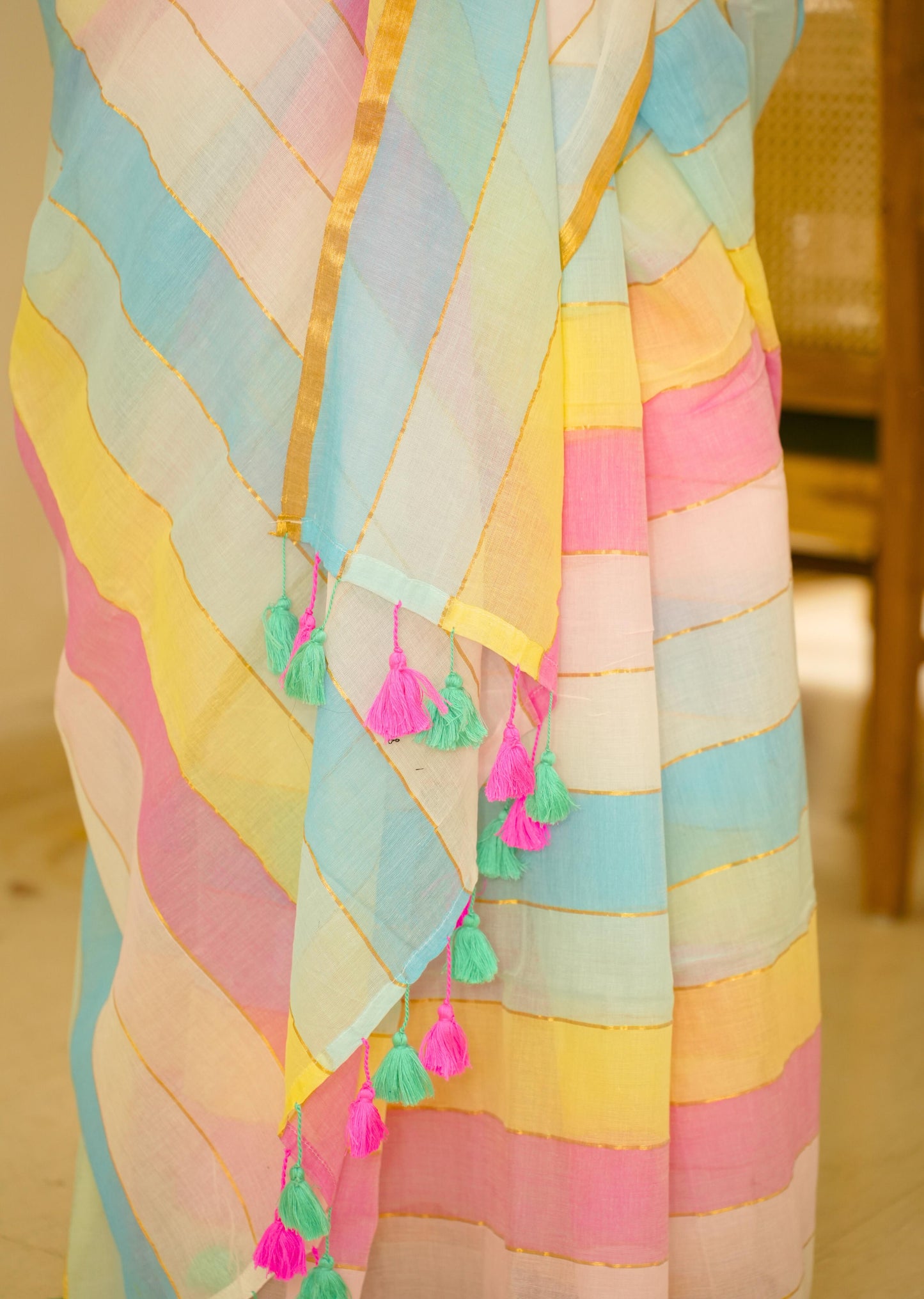 Whispering Colors - Handwoven Mul Cotton Saree