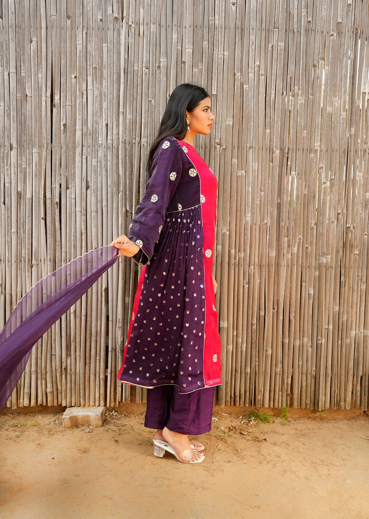 Red & Purple Shimmer Kurta Set – 2.0 Edition