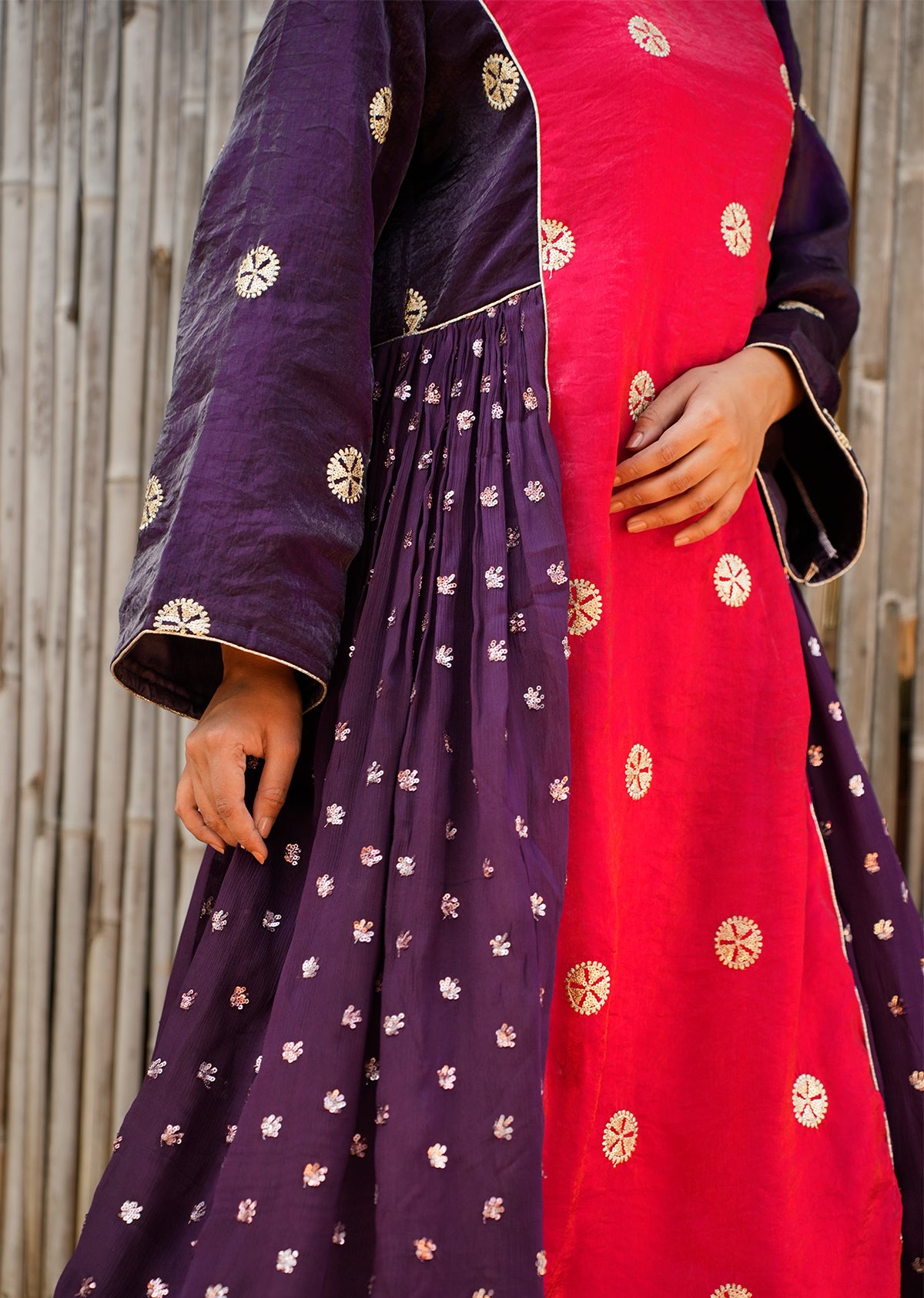 Red & Purple Shimmer Kurta Set – 2.0 Edition