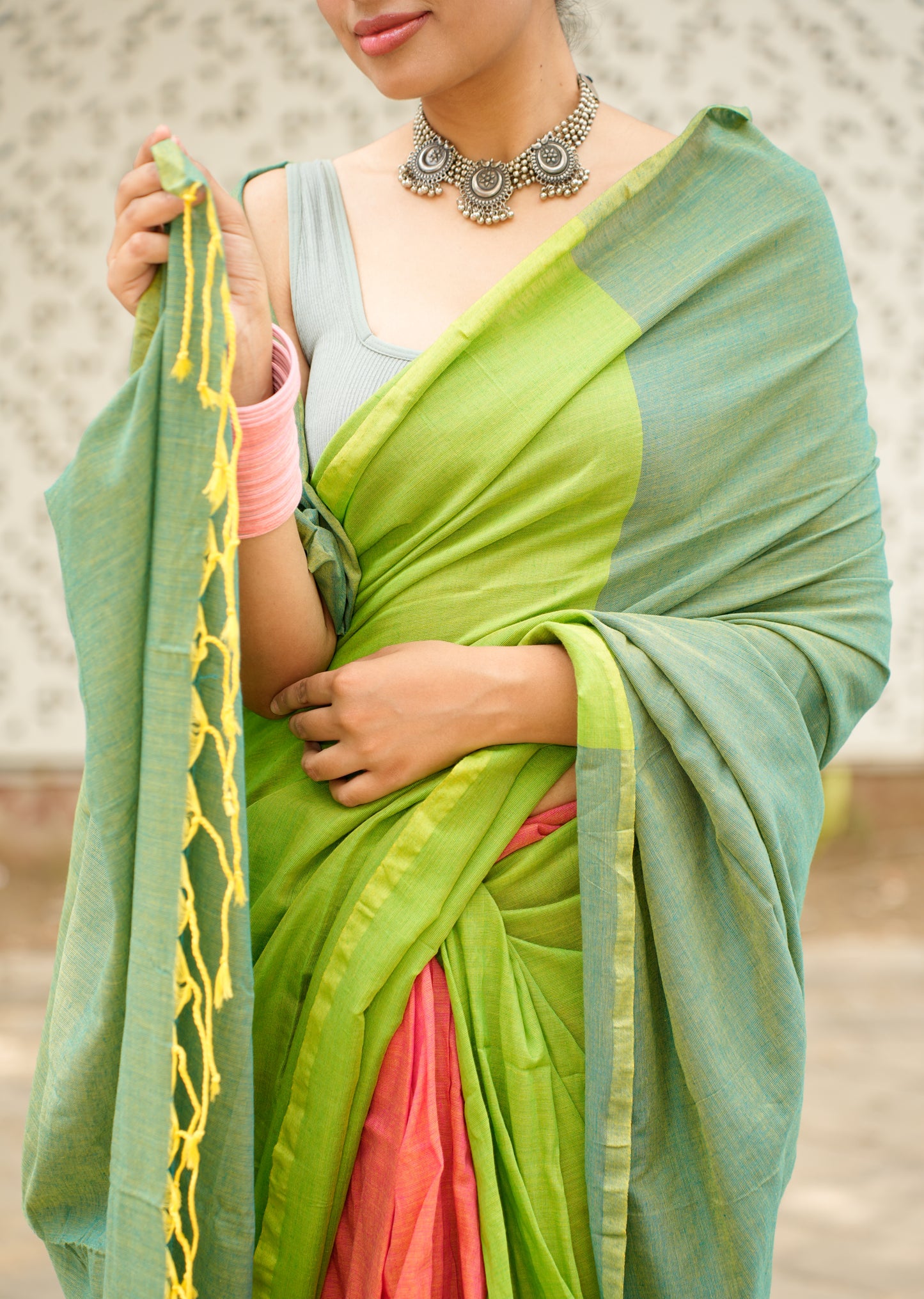 Pastel Harmony Handwoven Cotton Saree
