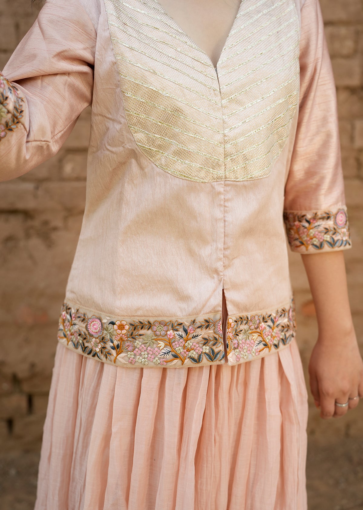 Peach Chanderi Lehenga & Choli for Festive Glam