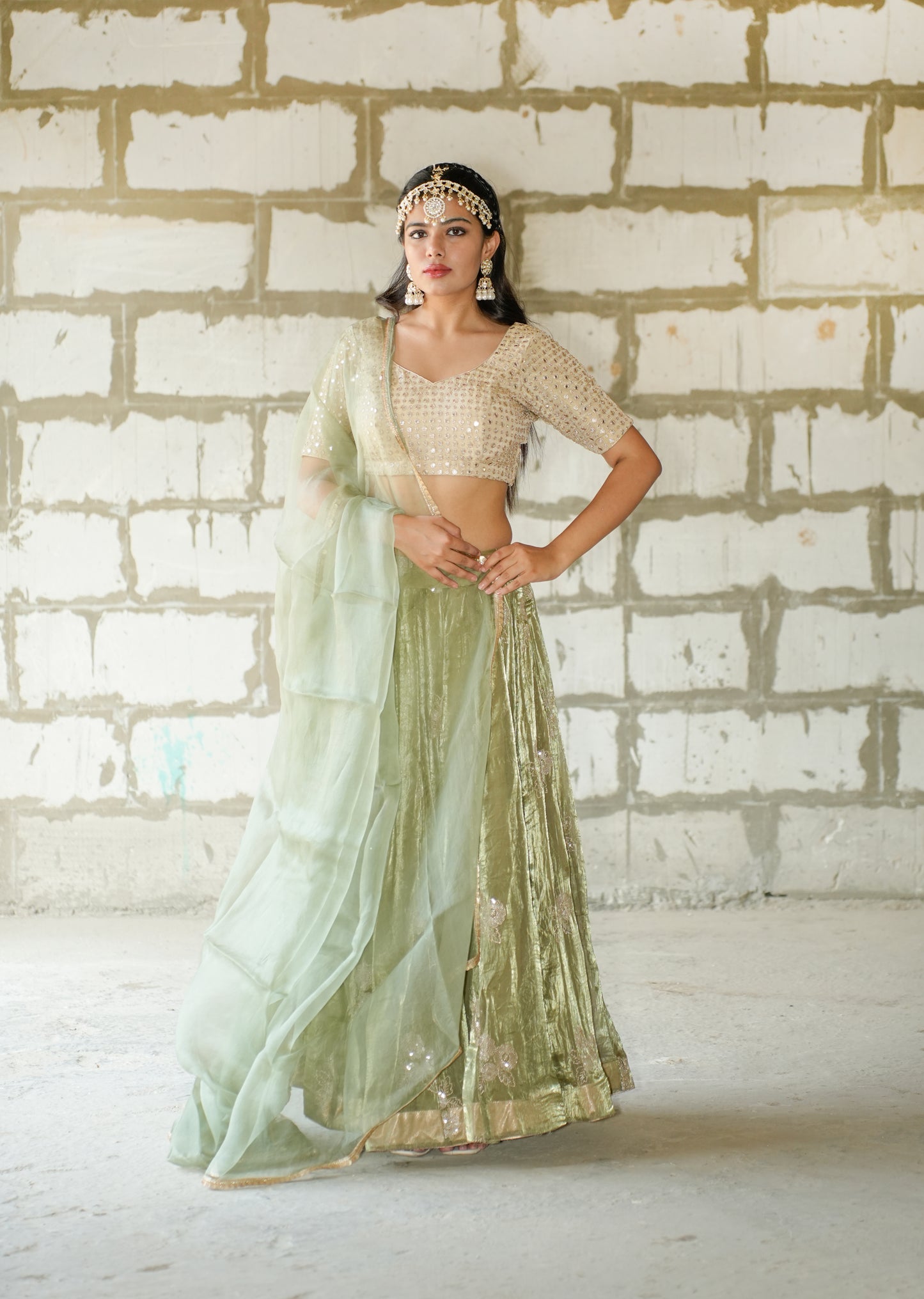 Ethereal Elegance in Sorrell Green Lehenga