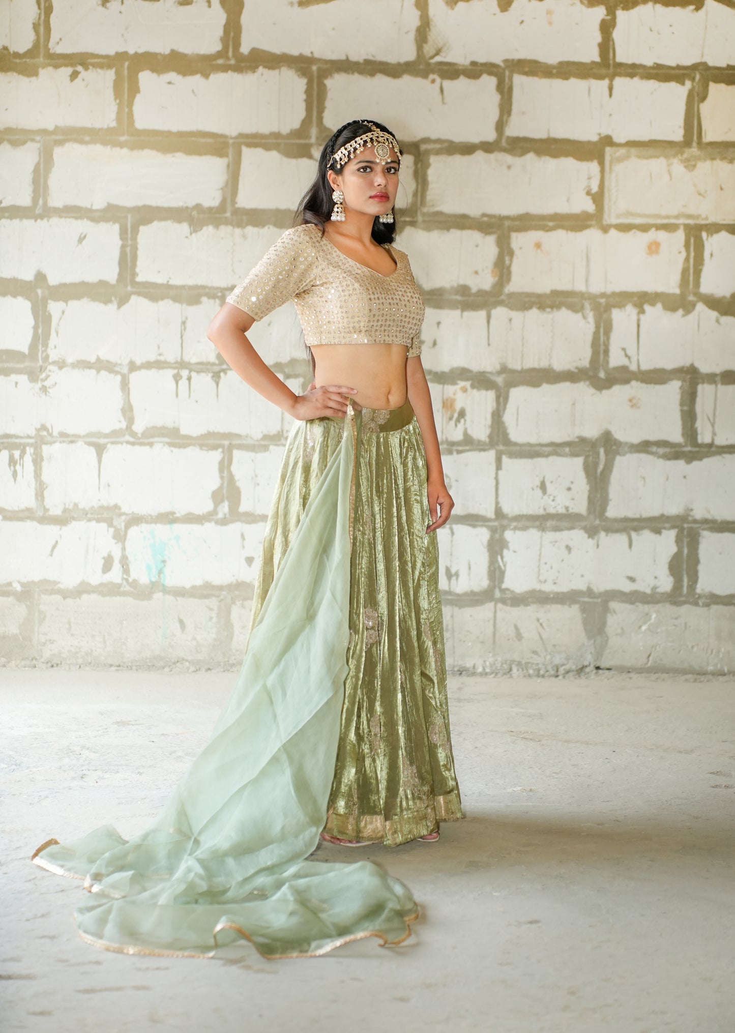Ethereal Elegance in Sorrell Green Lehenga