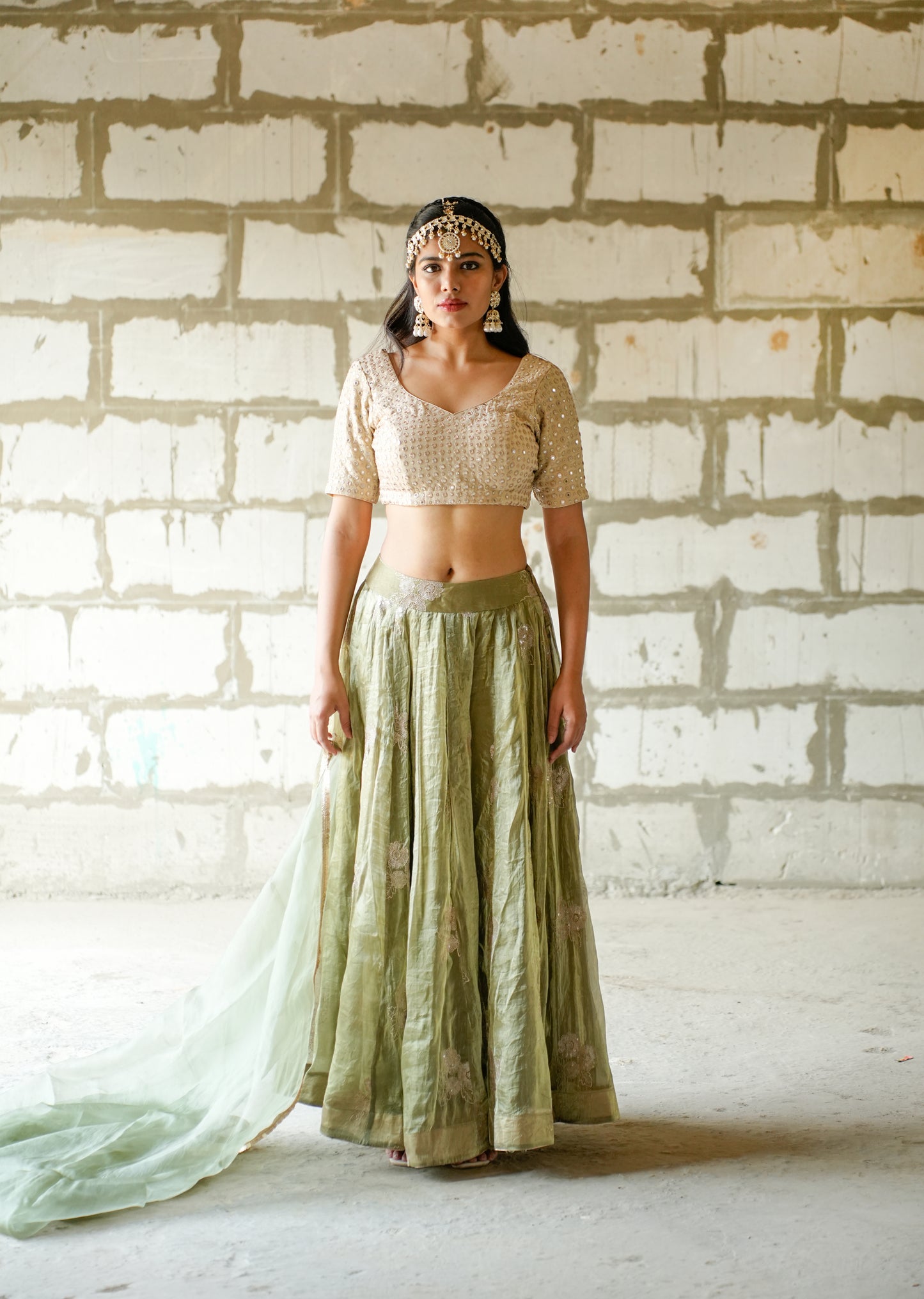 Ethereal Elegance in Sorrell Green Lehenga