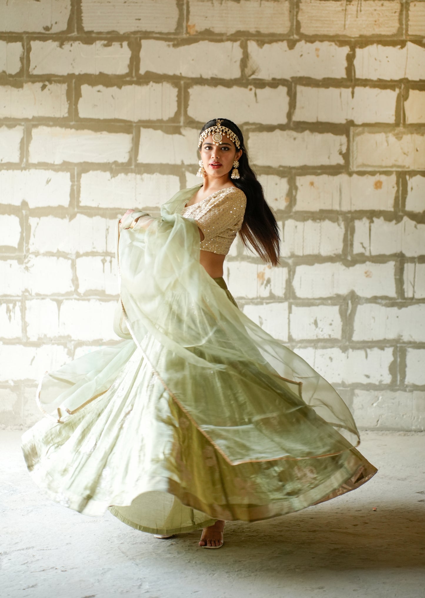 Ethereal Elegance in Sorrell Green Lehenga