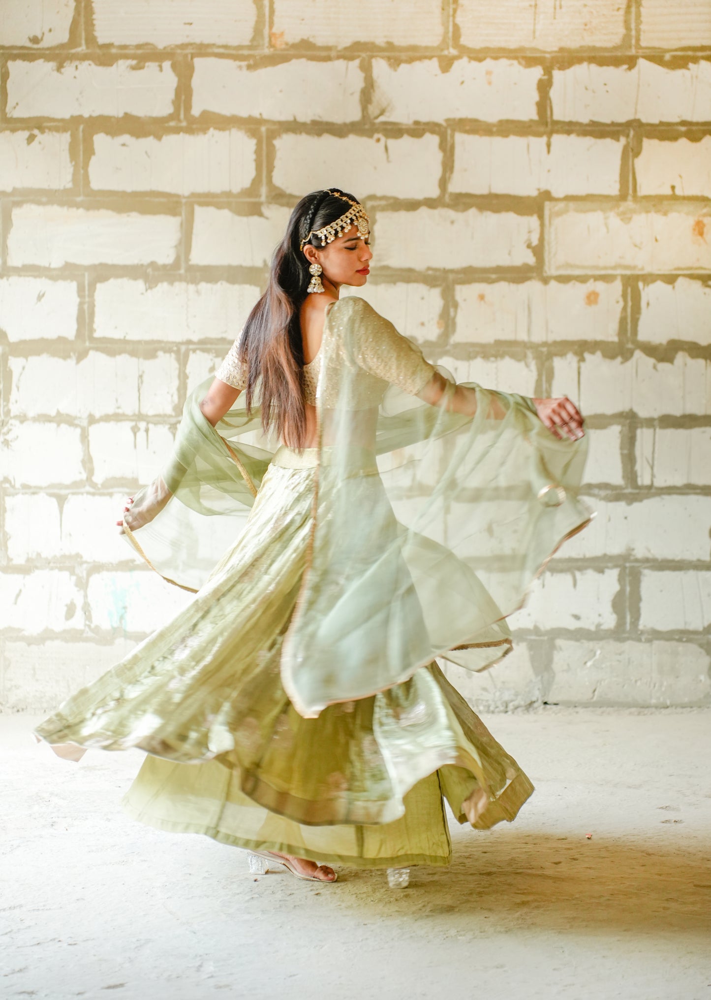Ethereal Elegance in Sorrell Green Lehenga