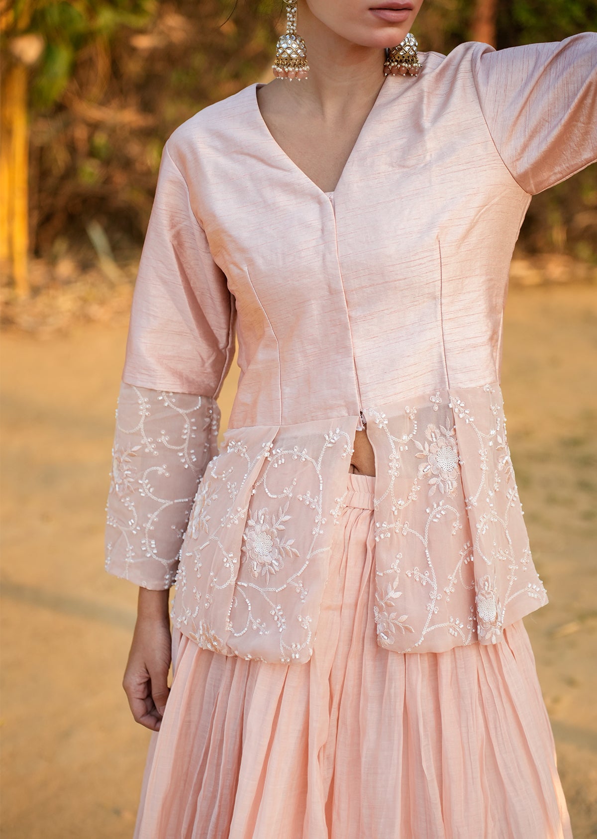 Peach Chanderi Lehenga & Choli – 2.0 Edition