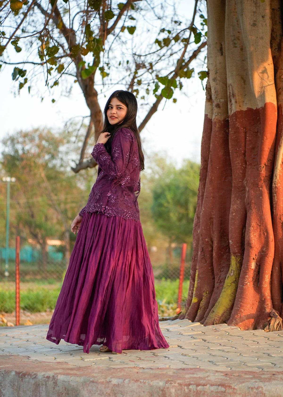 Wine Red Chanderi Lehenga & Choli for Grand Occasions