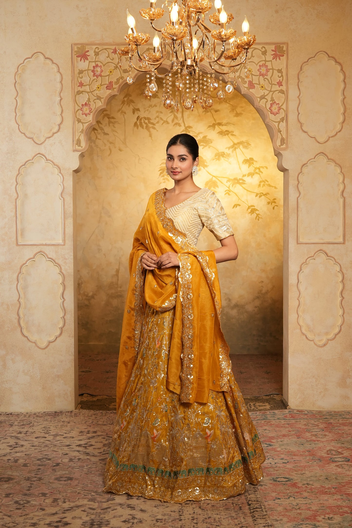 Yellow Zari Embroidered Lehenga Choli With Dupatta