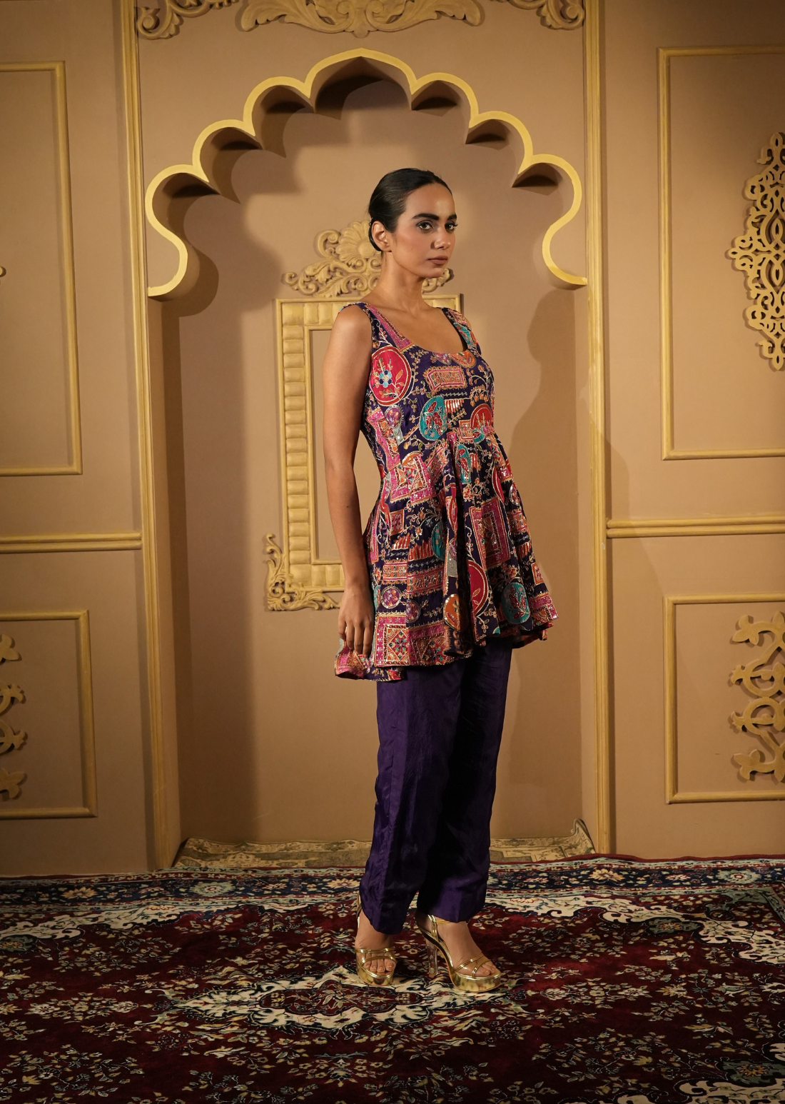Royal Zari Ensemble Anarkali Top With Pants