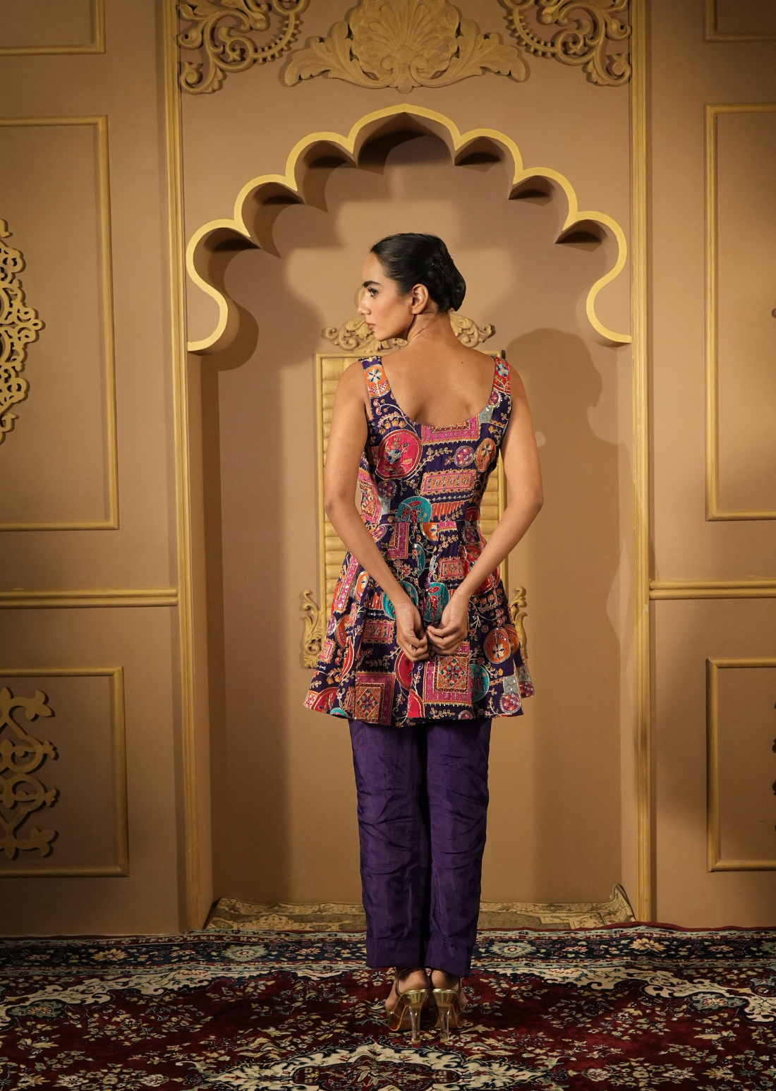 Royal Zari Ensemble Anarkali Top With Pants