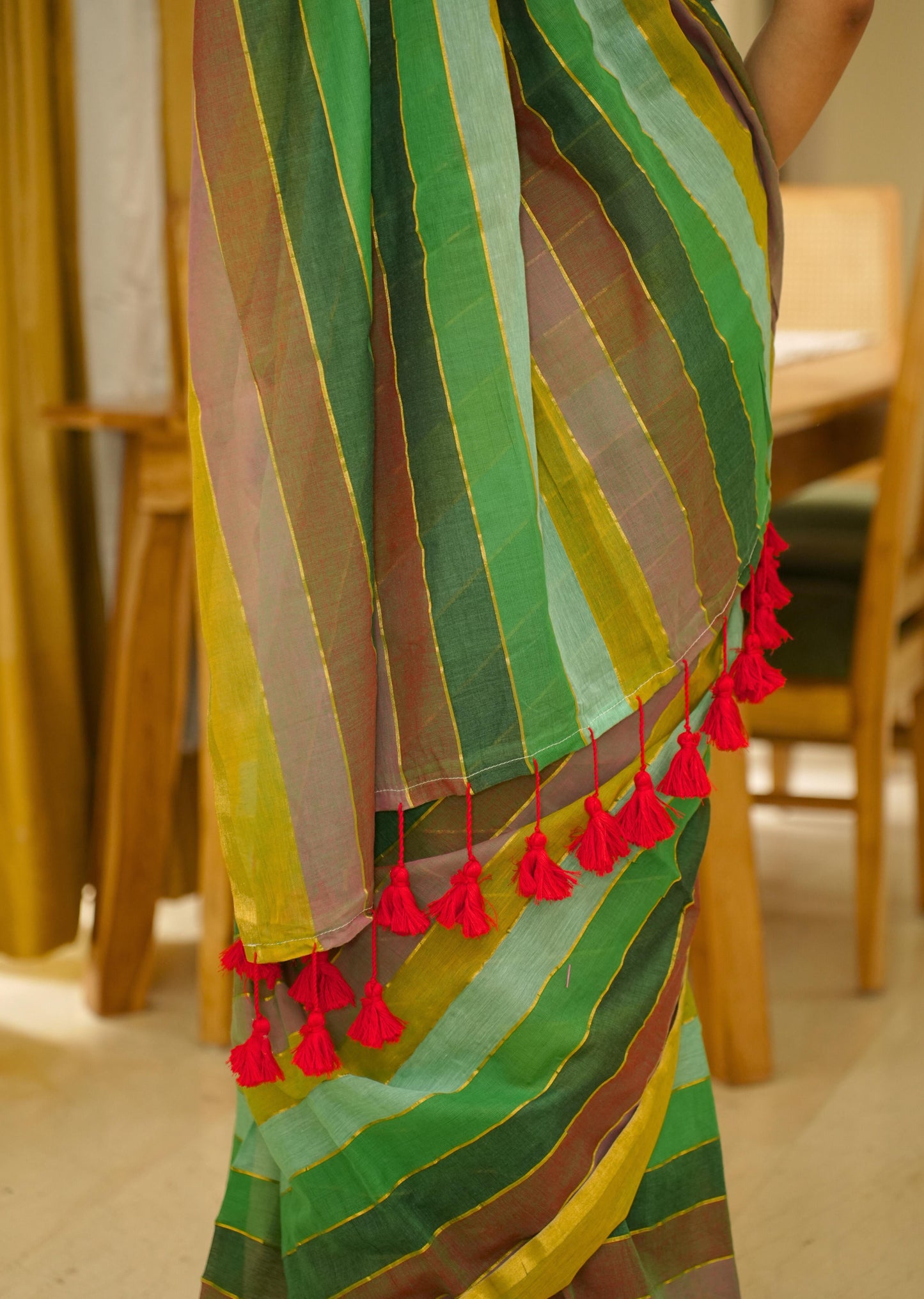 Earthy Stripes – Pure Mulmul Cotton in Nature’s Palette