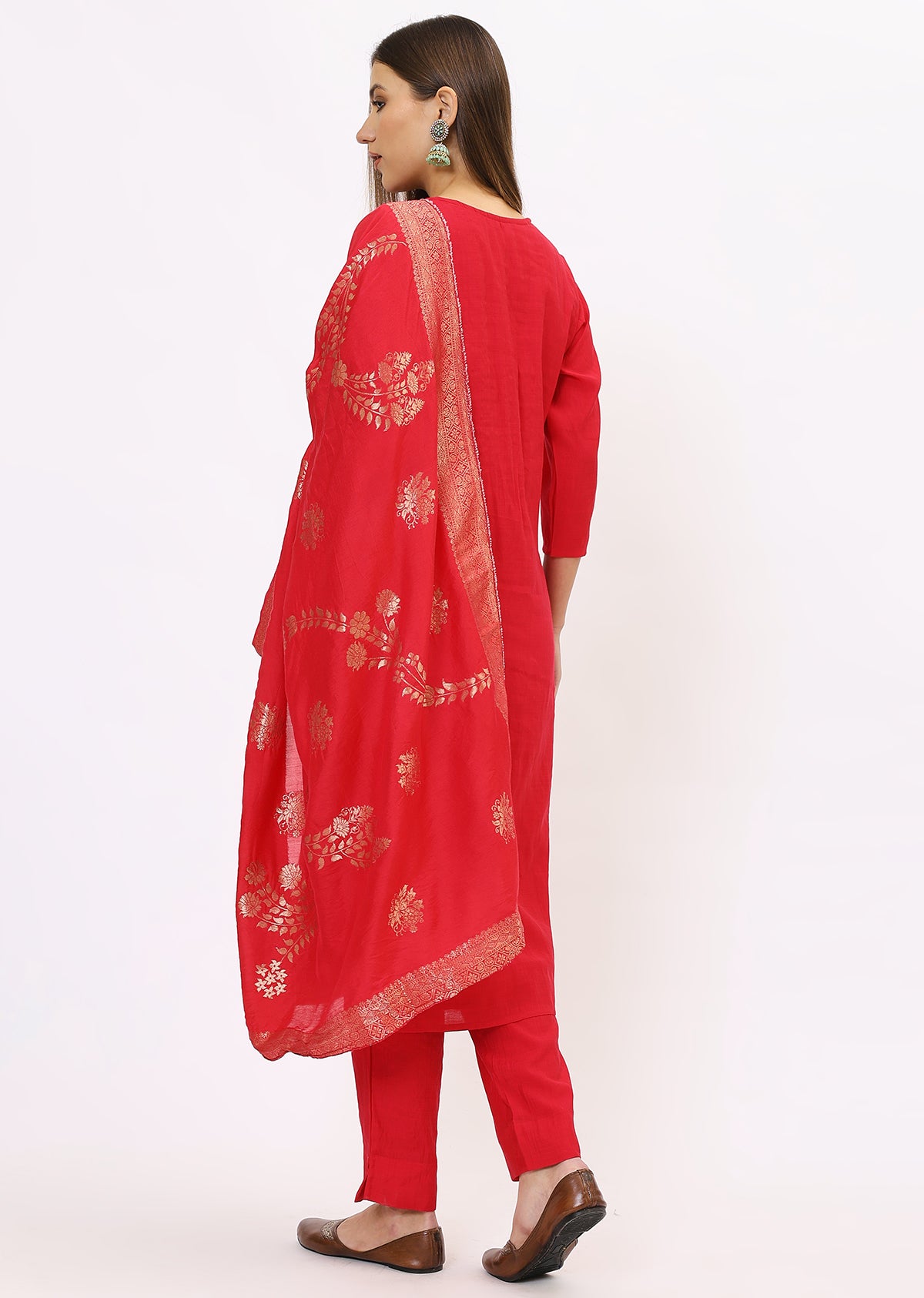 Pink Silk Kurta Set With Dupatta