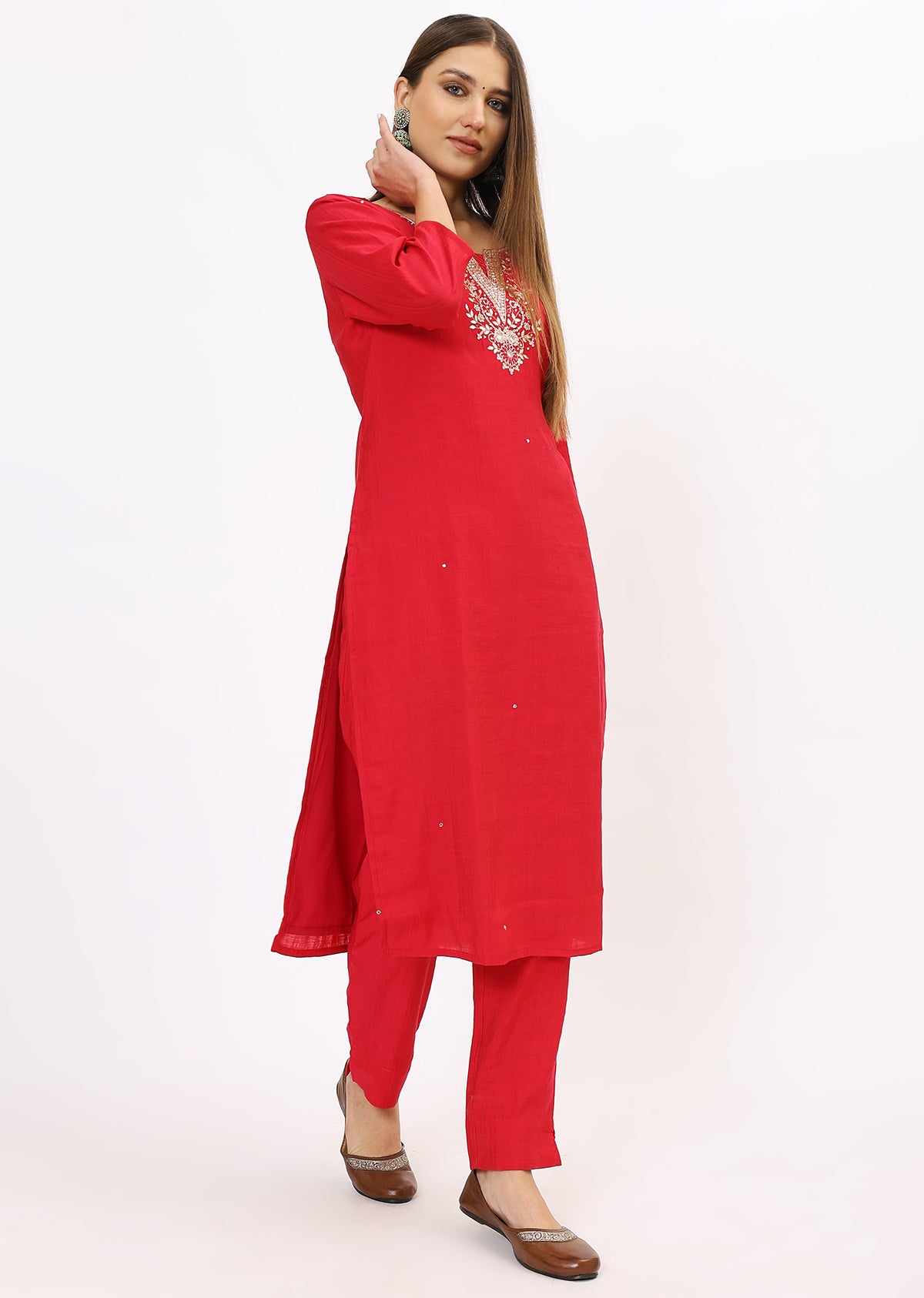Pink Silk Kurta Set With Dupatta