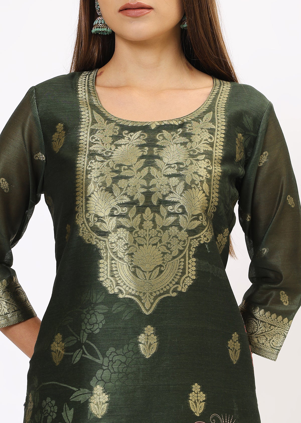 Green Printed Kurta Set With Dupatta