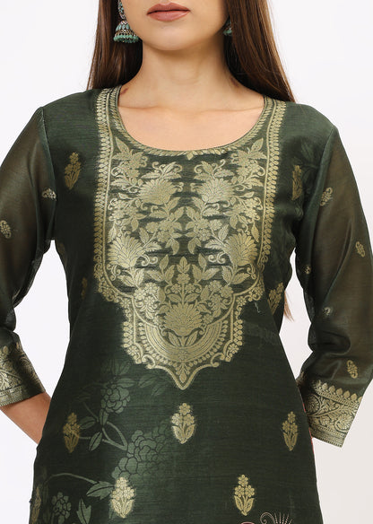 Green Printed Kurta Set With Dupatta