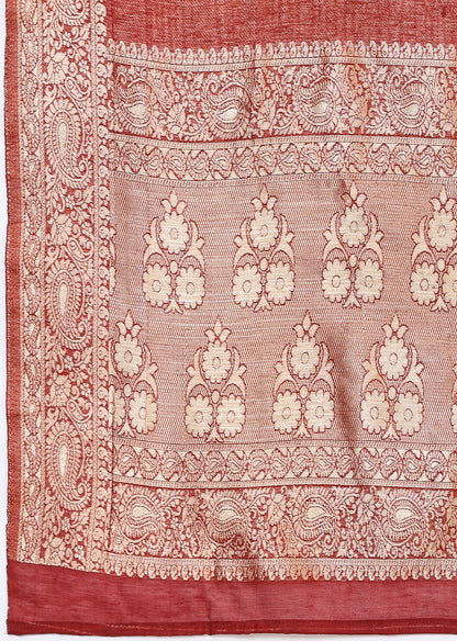 Wine & Gold-Toned Velvet Kurta Set With Dupatta
