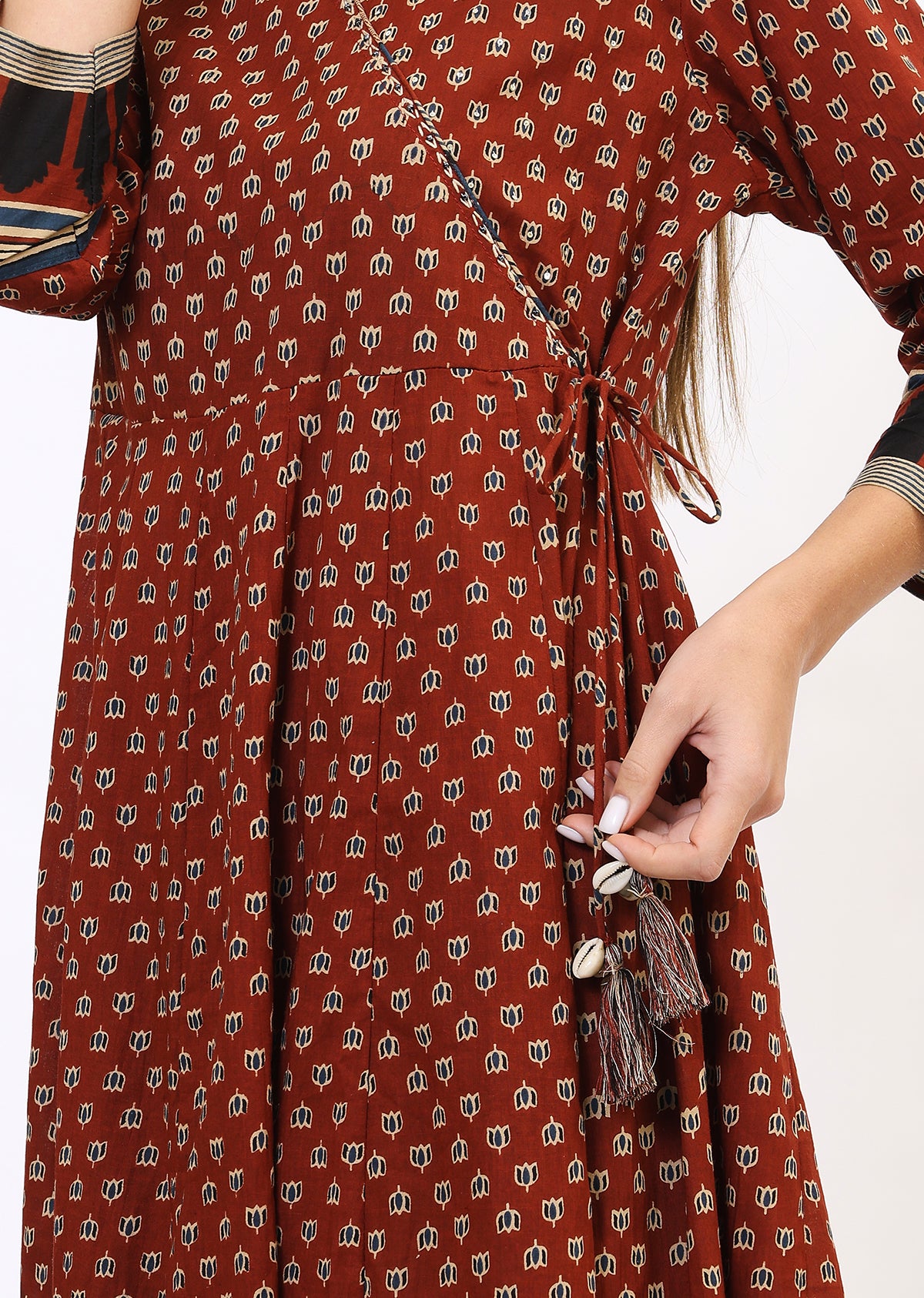 Maroon Printed Bandhini Kurta Set With Dupatta