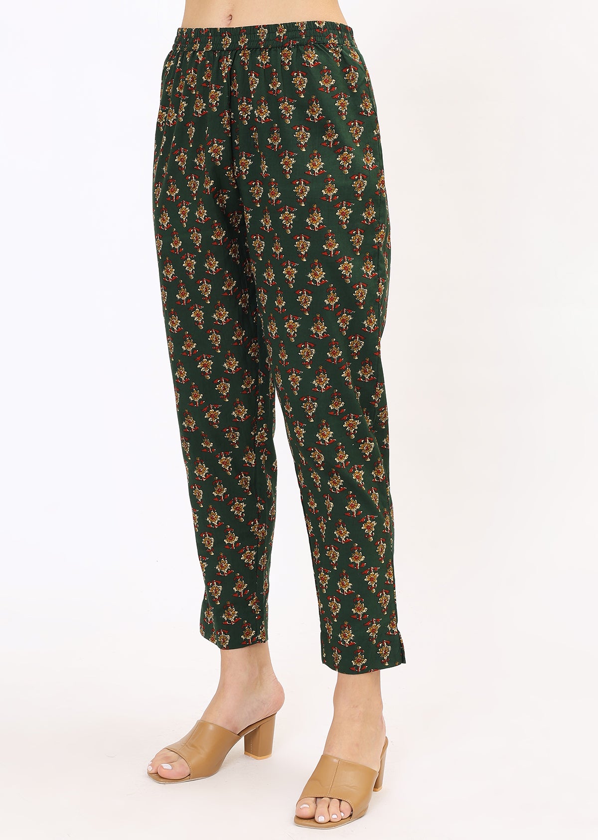 Green Printed Bandhini Kurta Set With Dupatta