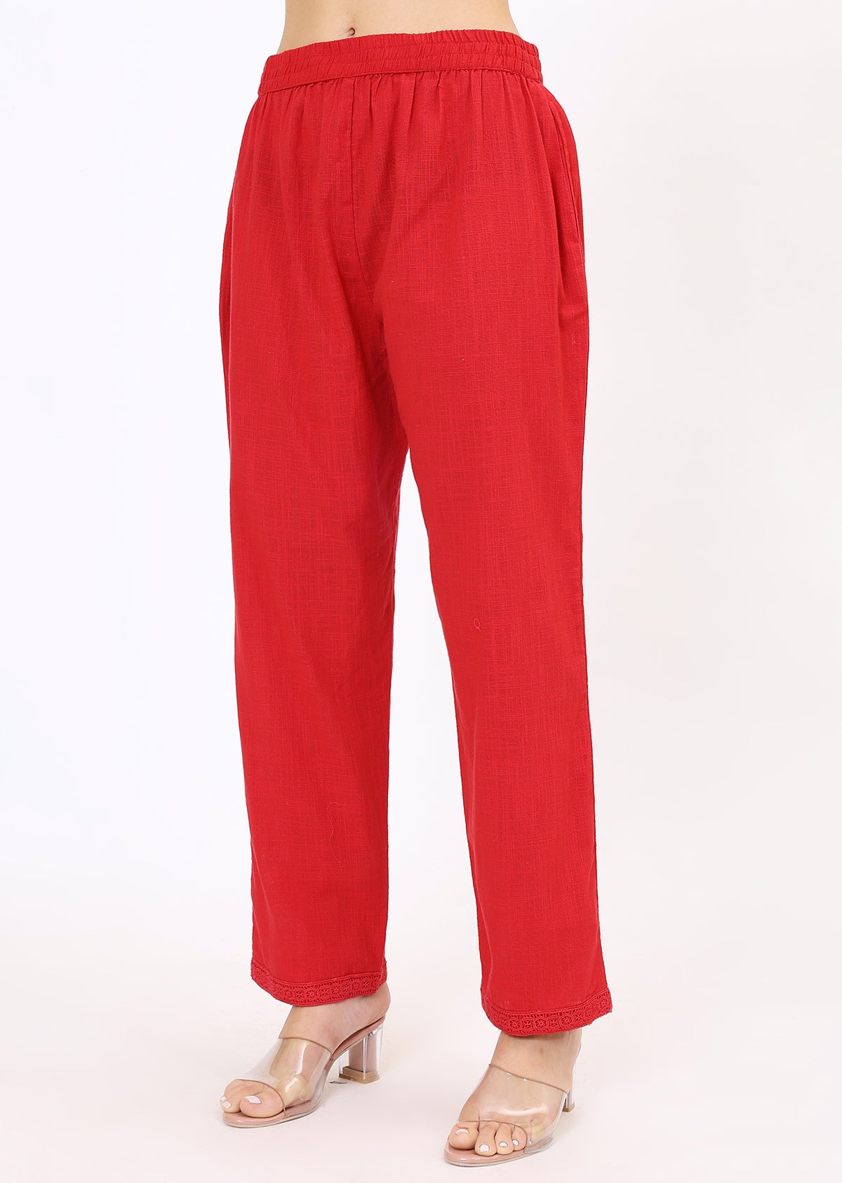 Red Embroidered Kurta Pant Set
