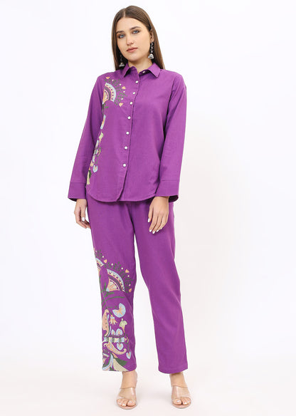 Purple Embroidered Co-Ords