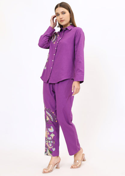 Purple Embroidered Co-Ords