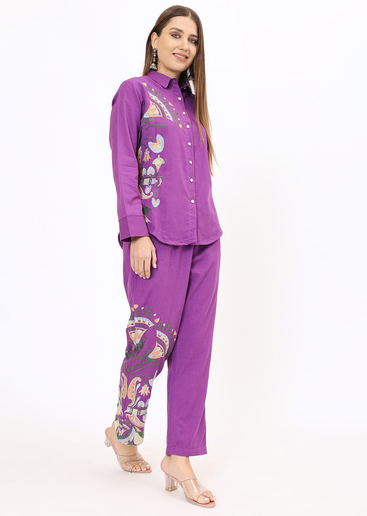 Purple Embroidered Co-Ords