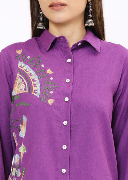 Purple Embroidered Co-Ords
