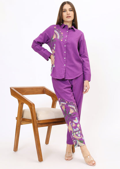 Purple Embroidered Co-Ords