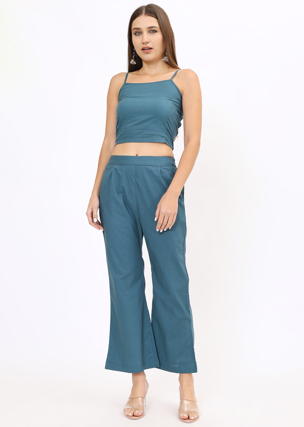 Teal Blue Printed Co-Ords