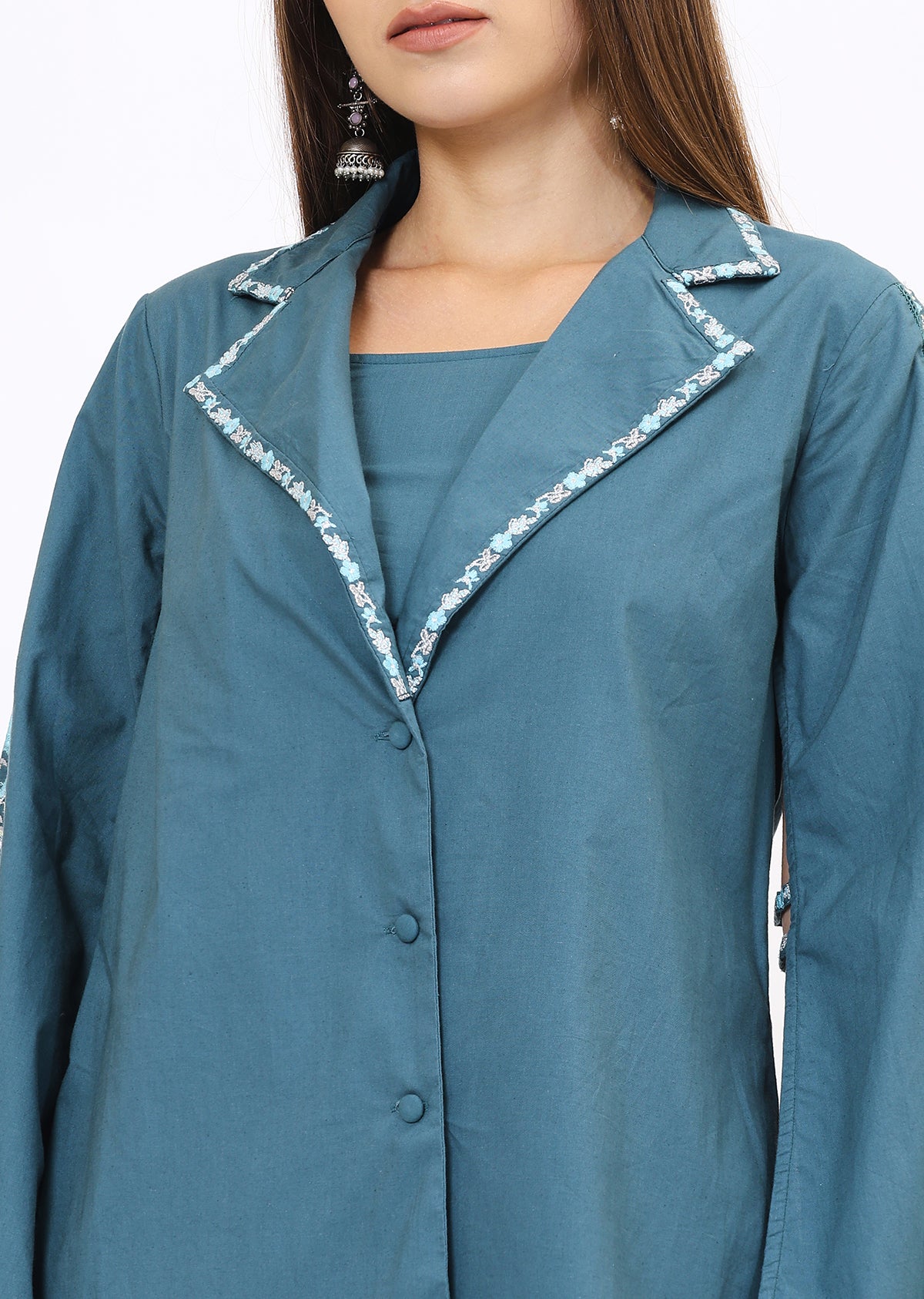 Teal Blue Printed Co-Ords