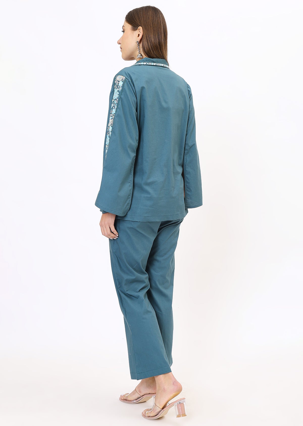Teal Blue Printed Co-Ords