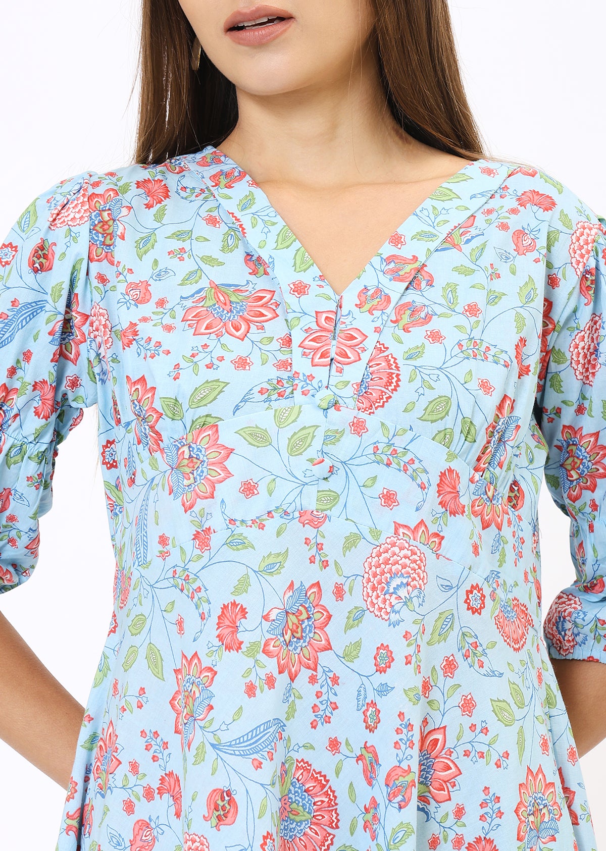 Blue Printed Maxi Dress