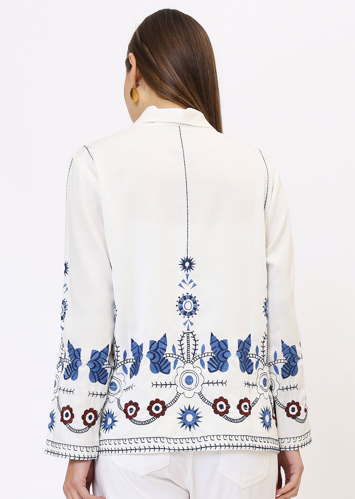 White & Blue Printed Jacket
