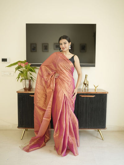 Orange Glass Tissue Saree