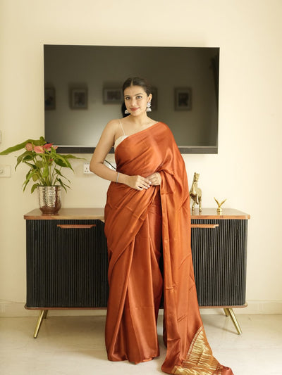 Brown Modal Silk Saree