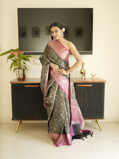 Black-Pink Banarasi Saree