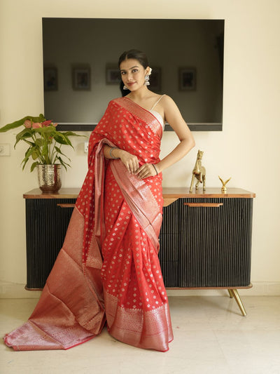 Red-Gold Banarasi Silk Saree