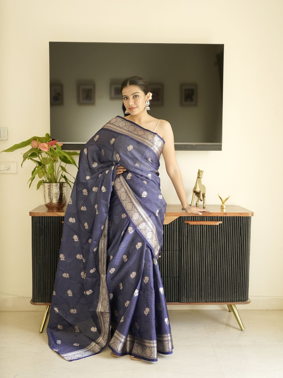 Blue Banarasi Silk Saree