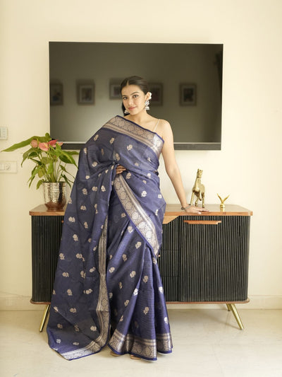 Blue Banarasi Silk Saree