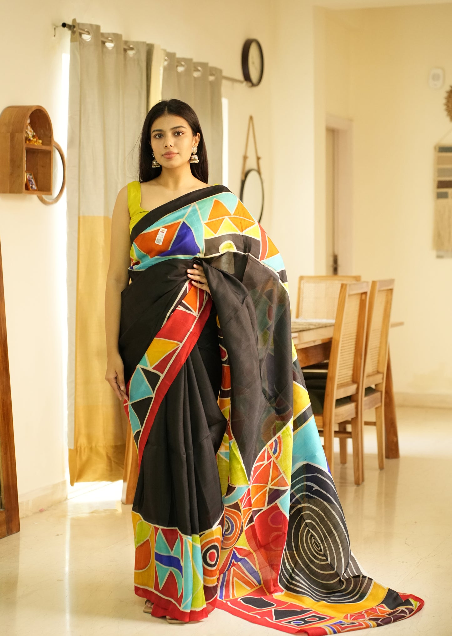 Kaleidoscope – Handpainted Abstract Art Pure Silk Saree