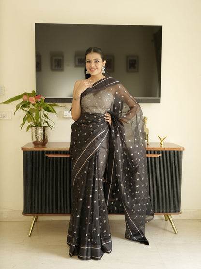 Black-Gold Banarasi Silk Saree