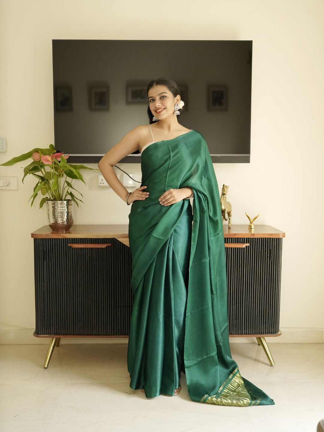 Green Modal Silk Saree
