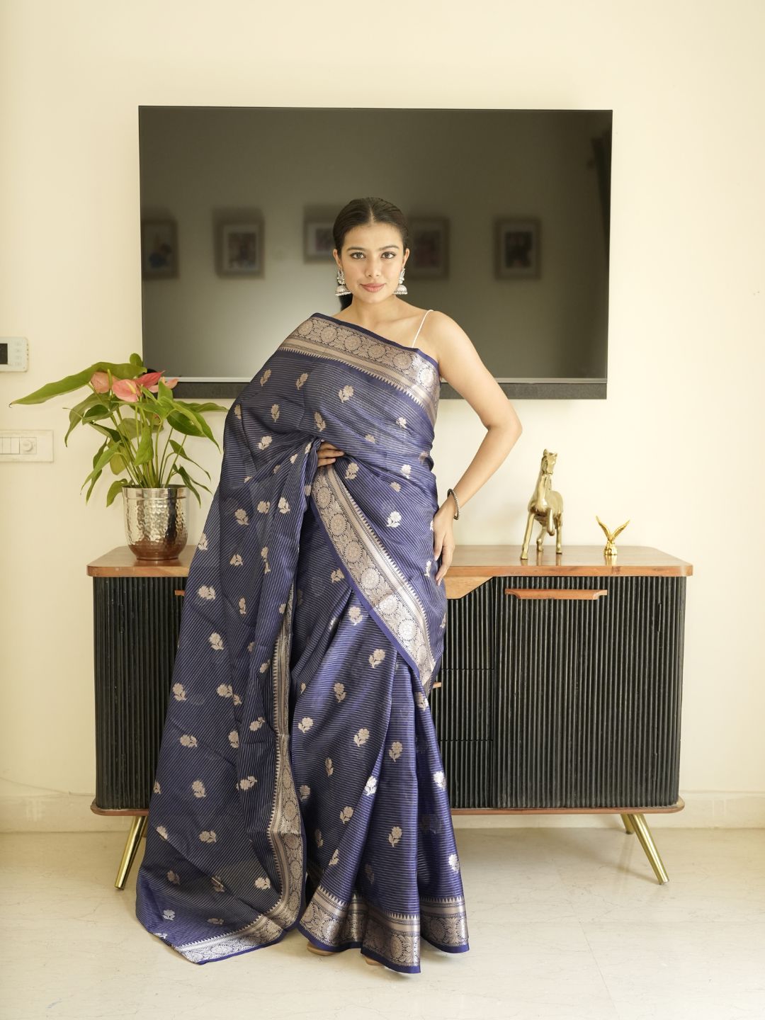 Blue Banarasi Silk Saree