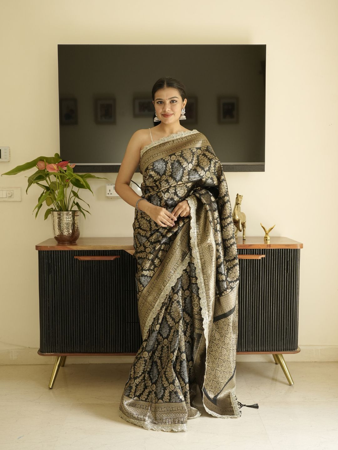 Black-Gold Banarasi Silk Saree