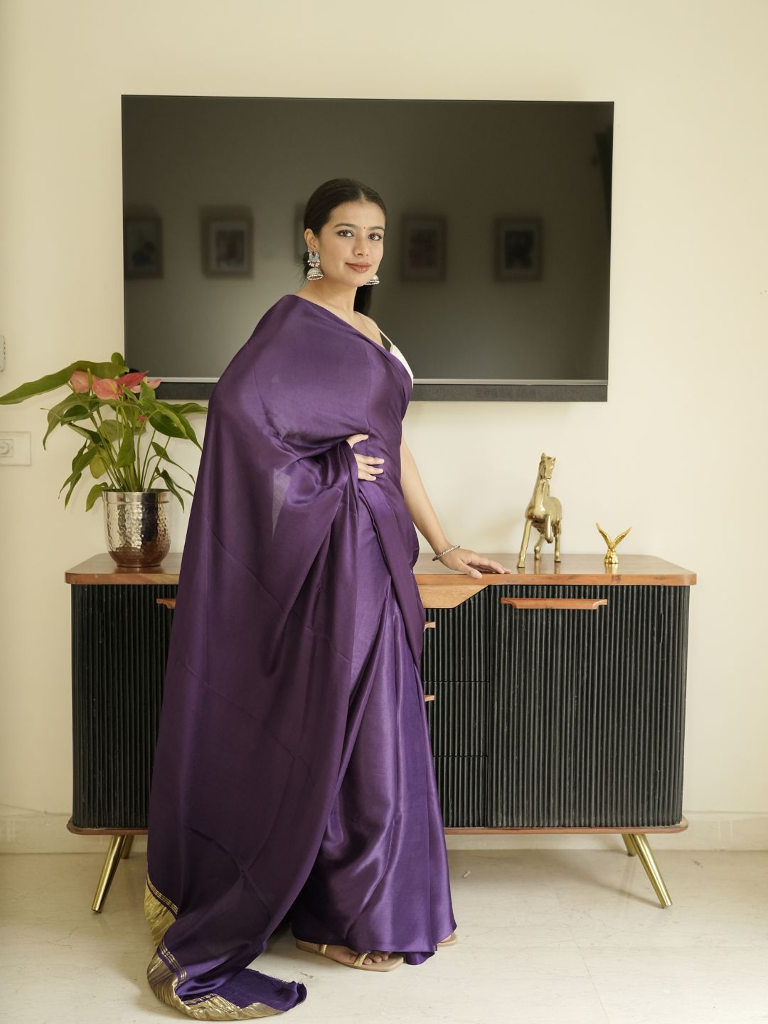 Purple Modal Silk Saree
