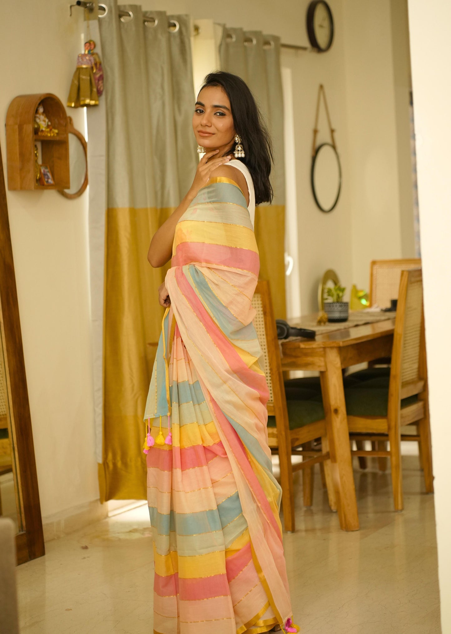 Candy Crush – Handwoven Mul Cotton Saree